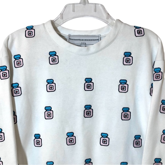 Michaela Buerger White Heart Perfume Bottle Crewneck Sweatshirt Top Women Small - Picture 4 of 15